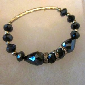 Blue & White Austrian Crystal Beaded Stretch Bracelet